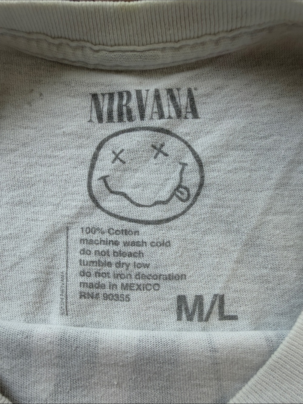 NIRVANA White Tee with Green Smiley Logo - Picture 2 of 2
